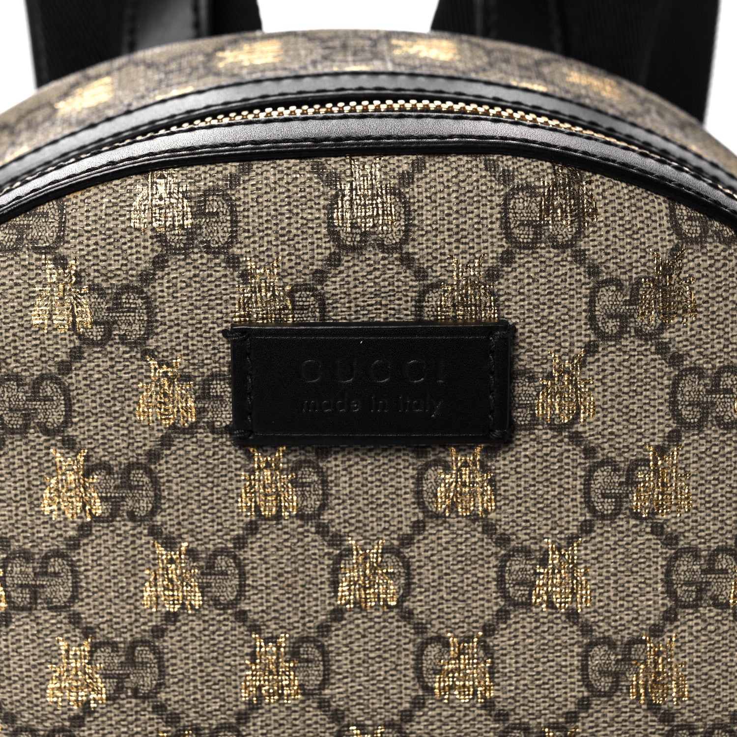 Gucci GG Supreme Monogram Bees Print Small Day Backpack Beige Oro Black 9 of 17