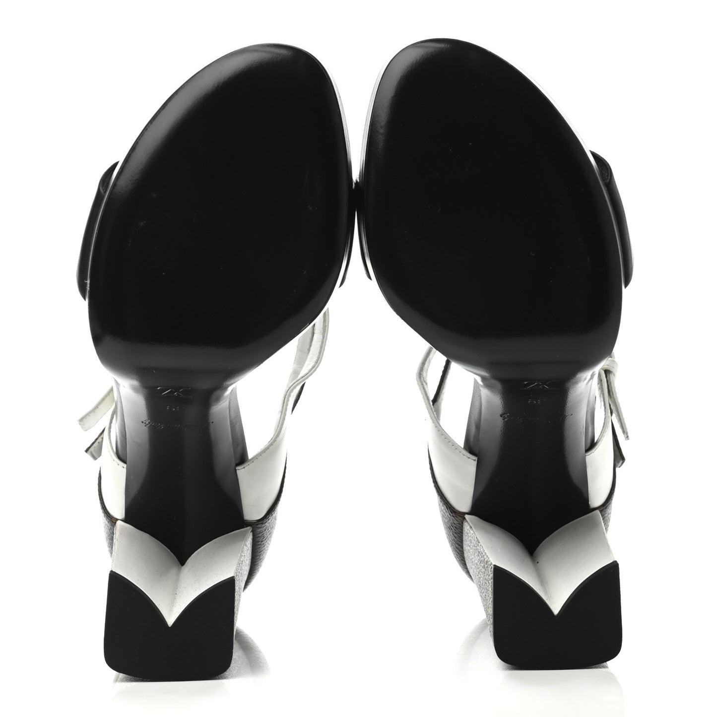 Calfskin Monogram Matchmake Cross Sandals 39 Black White
