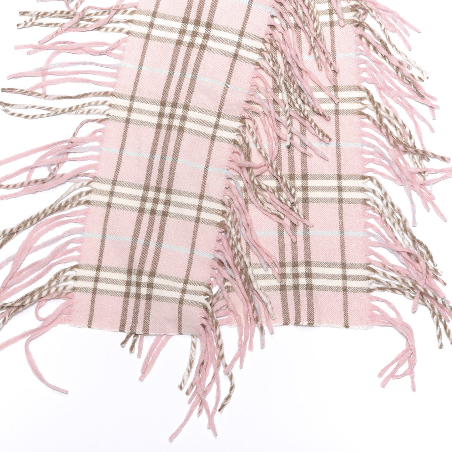 Cashmere Check Happy Fringe Scarf Pink