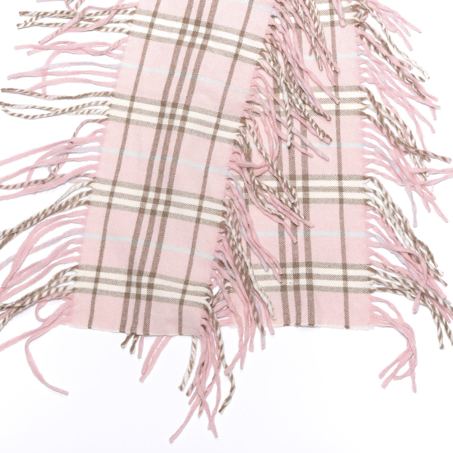 Burberry Cashmere Check Happy Fringe Scarf Pink 3 of 4