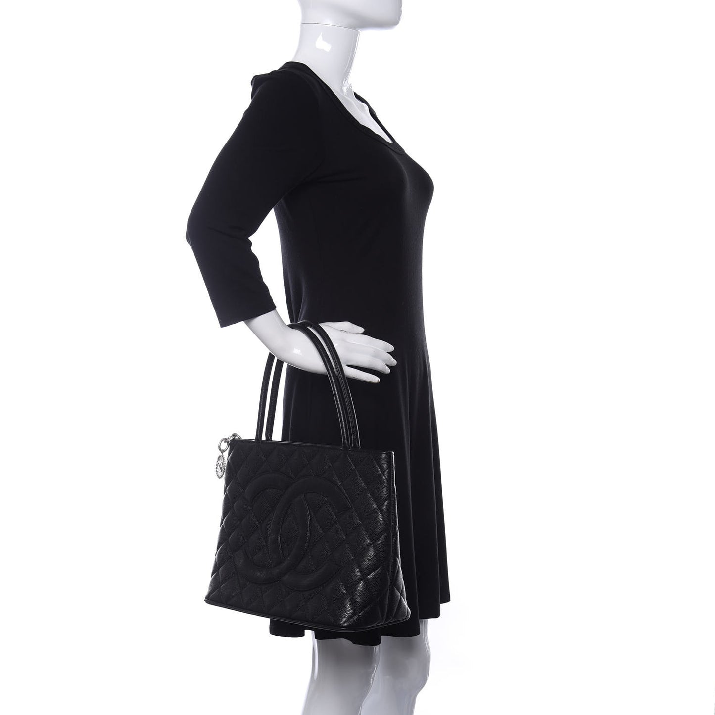 Caviar Quilted Medallion Tote Black