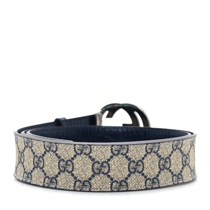Gucci GG Supreme Monogram Selleria Calfskin Interlocking G 40mm Belt 110 44 Navy 2 of 4