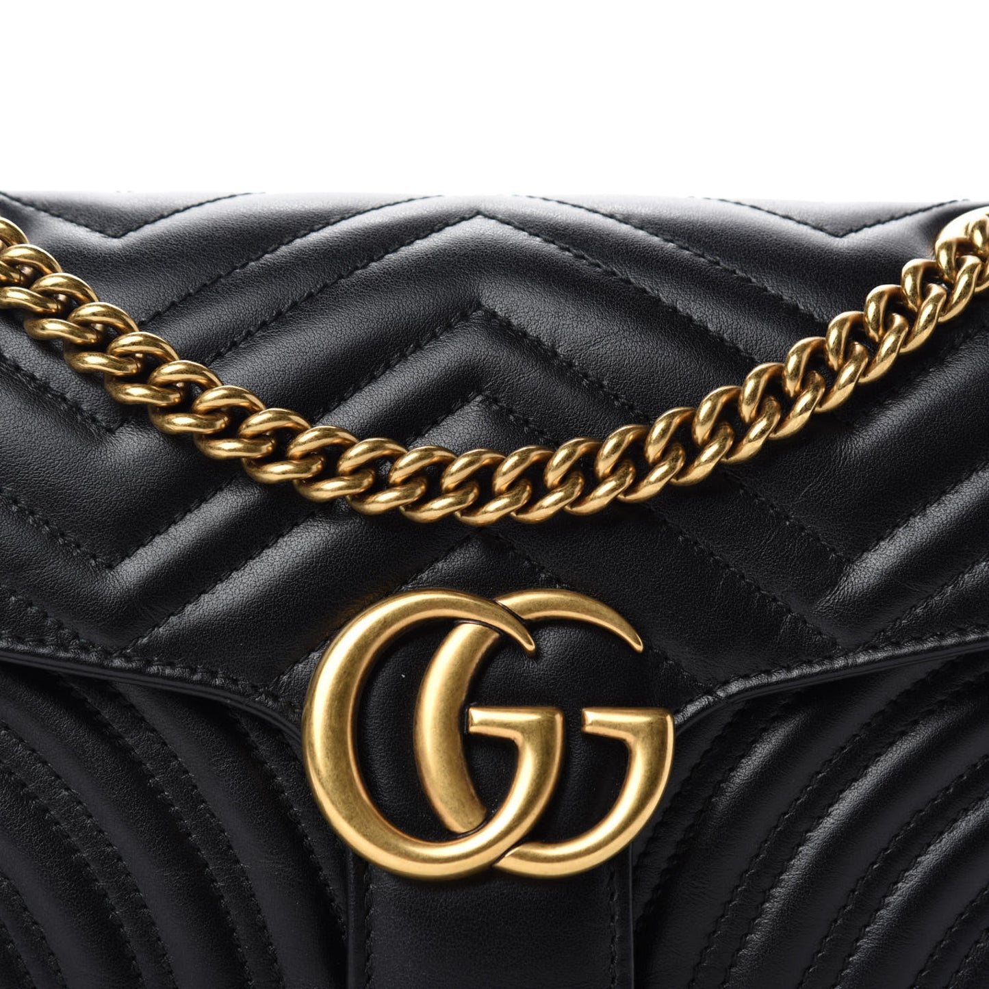 Calfskin Matelasse Small GG Marmont Shoulder Bag Black