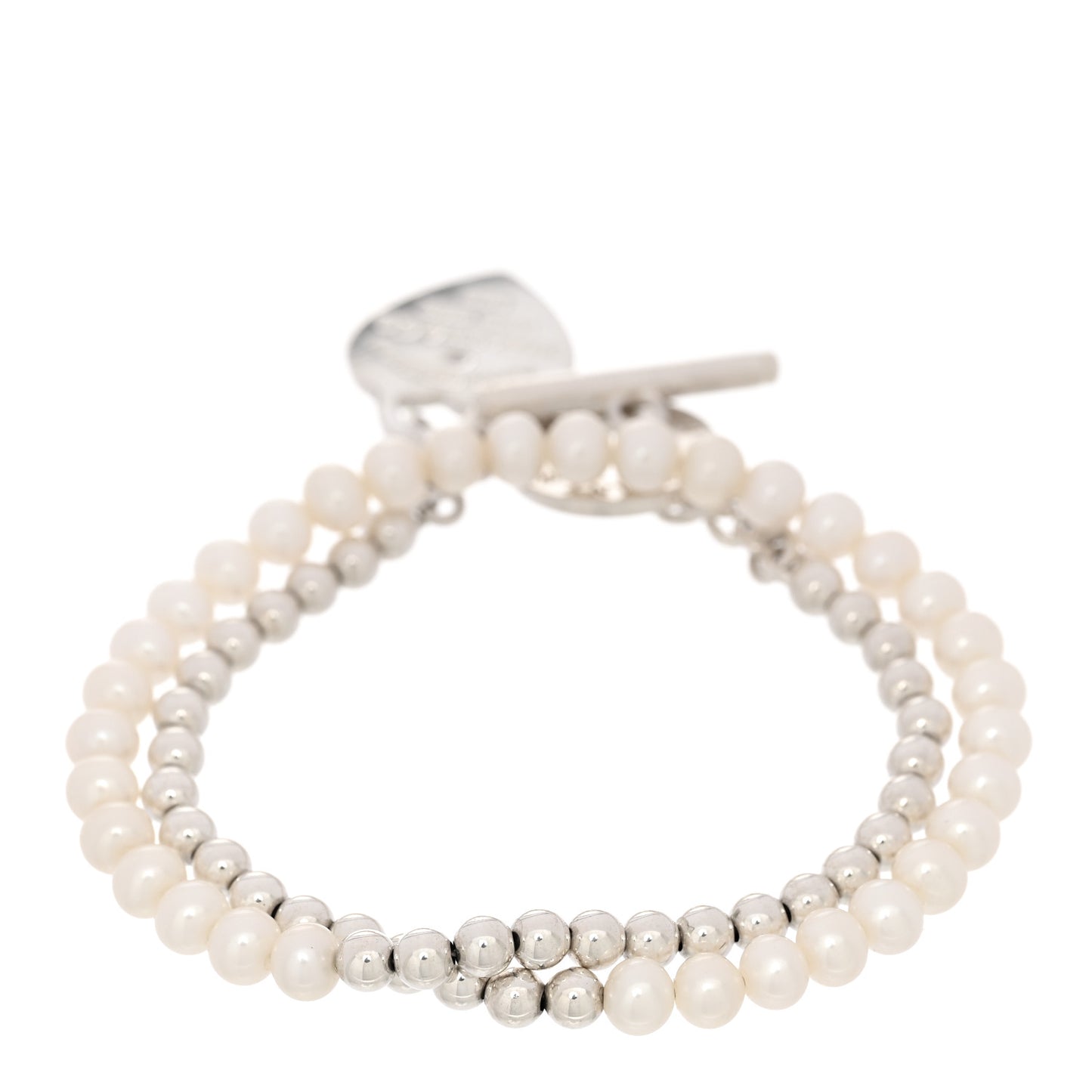 Sterling Silver Pearl Diamond Return to Tiffany Wrap Bead Bracelet
