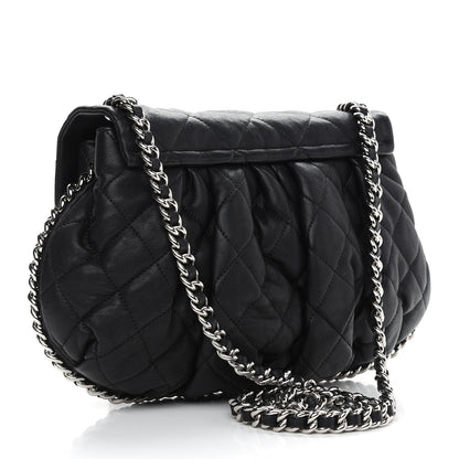 Chanel Washed Lambskin Quilted Medium Chain Around Messenger Black 3 of 9