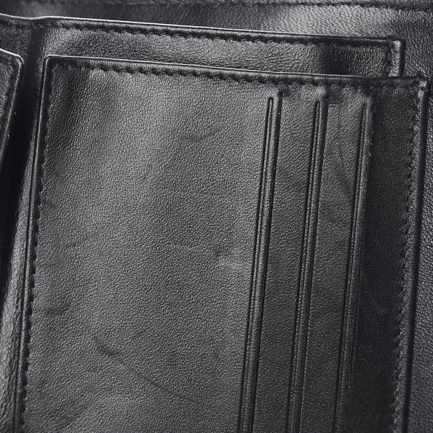 Lambskin Chevron Quilted Studded Compact Flap Wallet Black