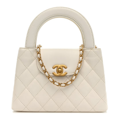 Chanel Shiny Aged Calfskin Quilted Nano Kelly Shopper White 1 of 11