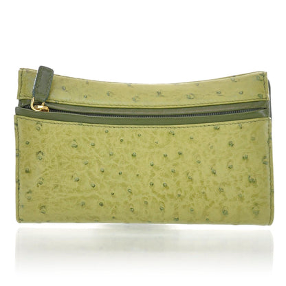 Christian Dior Ostrich Saddle Wallet Green 3 of 7