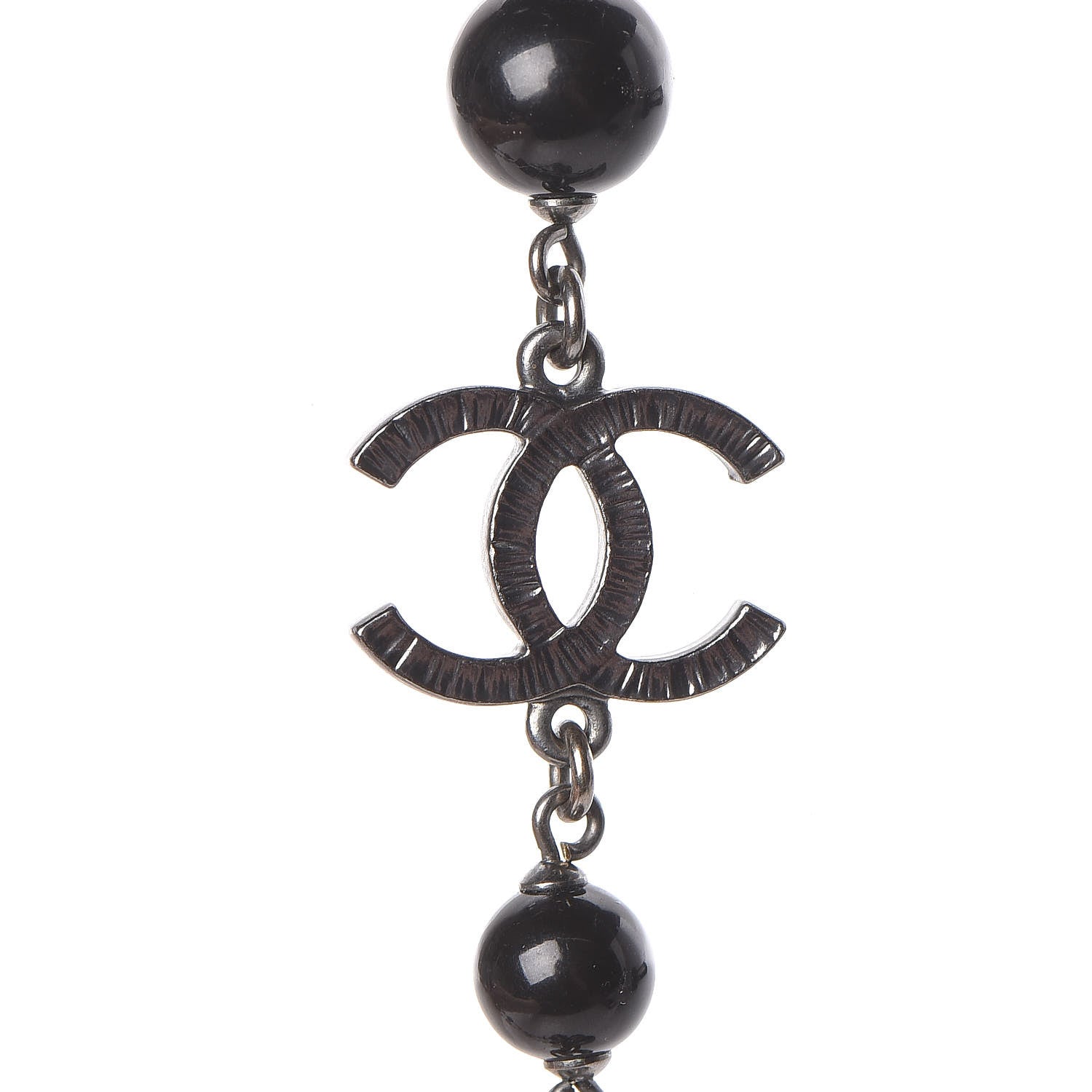 Chanel Ruthenium Beaded CC Long Necklace Black 4 of 5