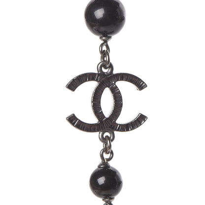 Chanel Ruthenium Beaded CC Long Necklace Black 4 of 5