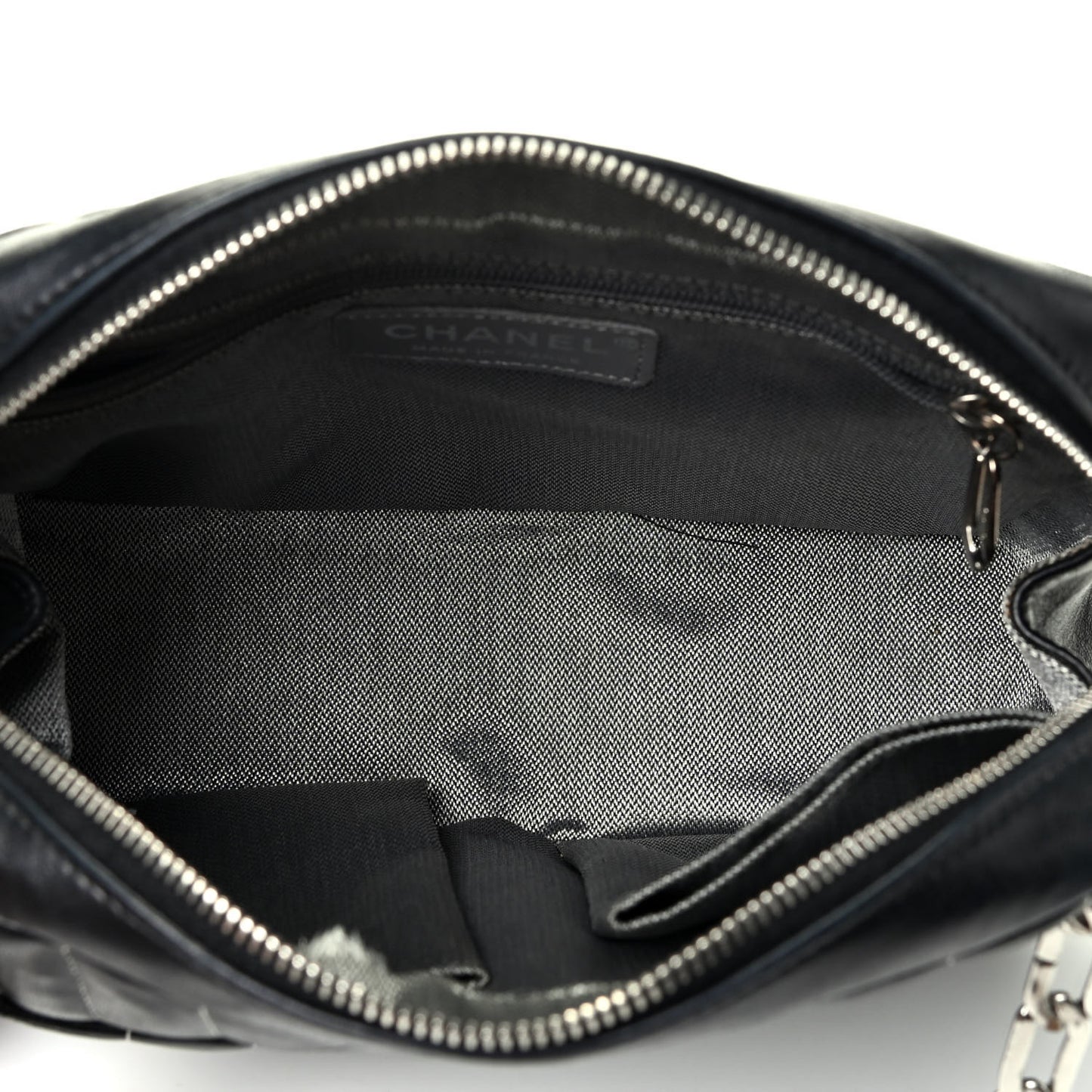 Lambskin Vertical Quilted Mademoiselle Small Camera Case Black