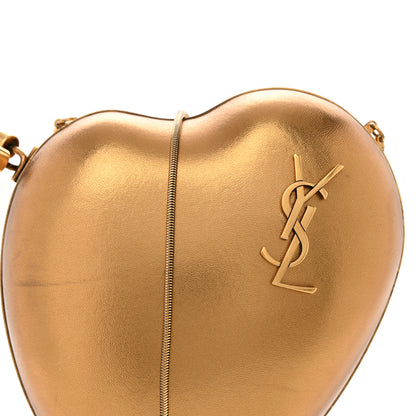 Saint Laurent Smooth Calfskin Heart Monogram Love Box Crossbody Gold 7 of 14