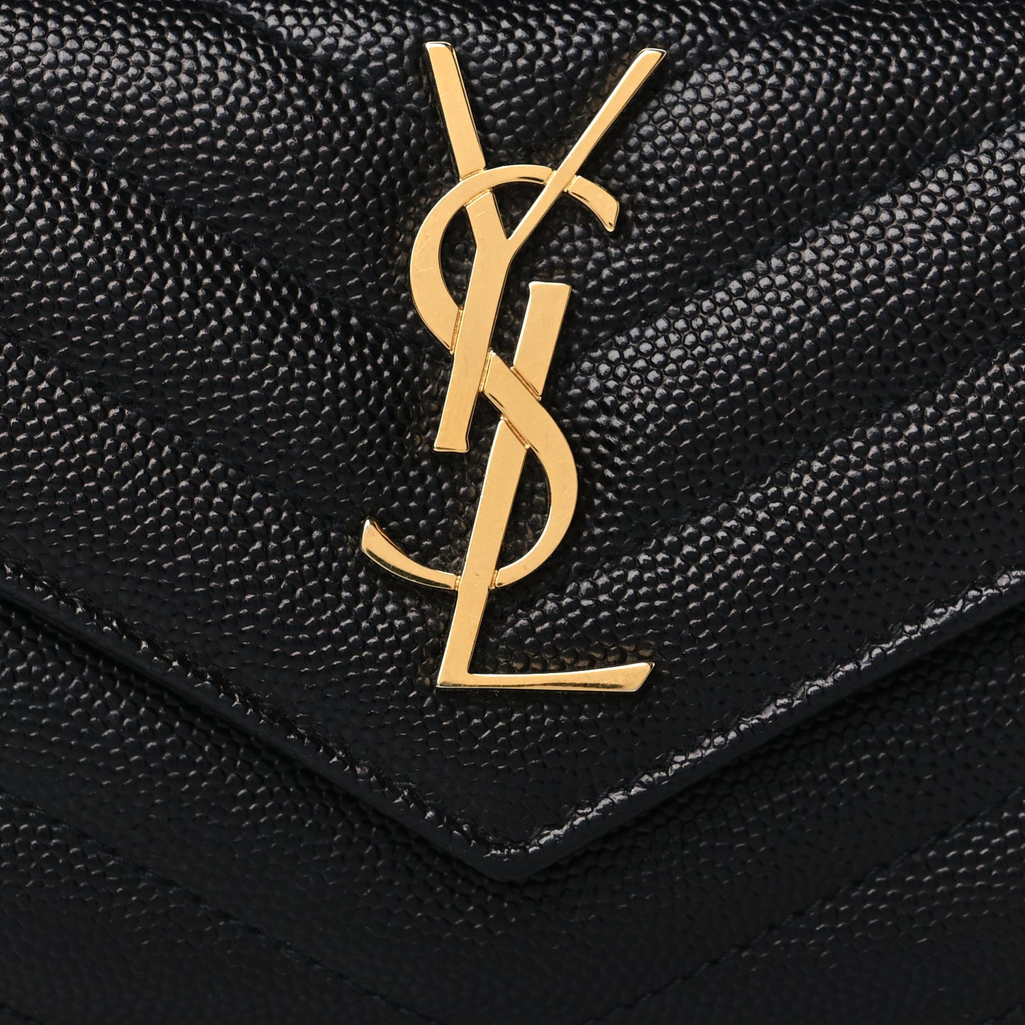 Grain De Poudre Matelasse Chevron Small Monogram Envelope Wallet Black