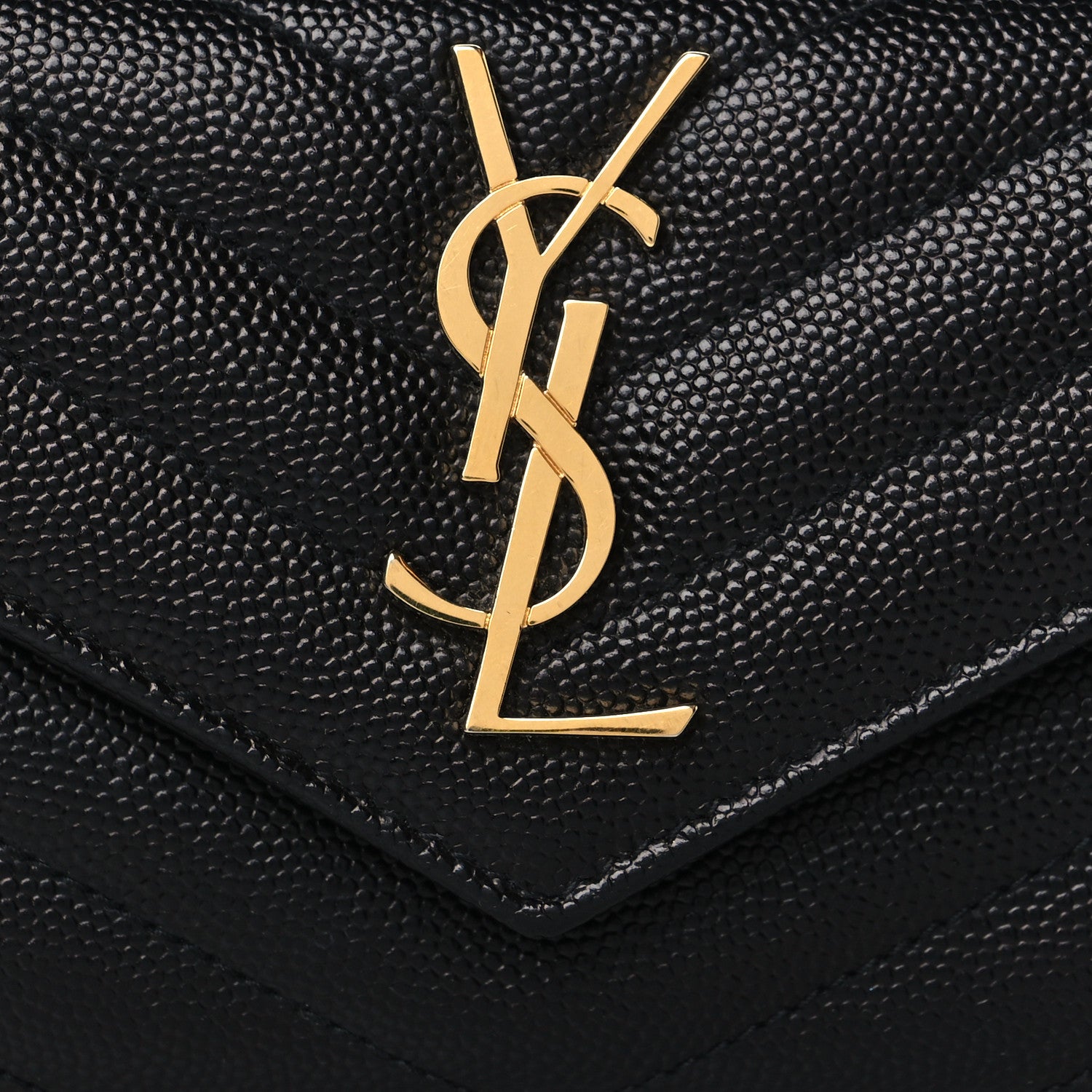 Saint Laurent Grain De Poudre Matelasse Chevron Small Monogram Envelope Wallet Black 7 of 8
