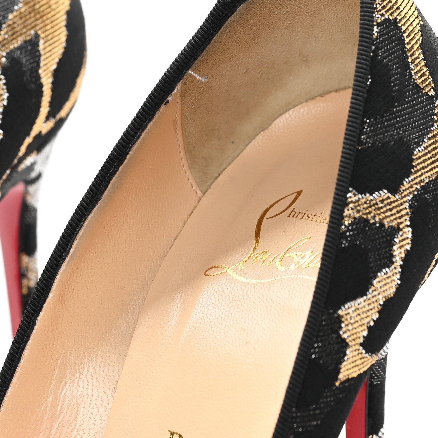Christian Louboutin Lurex Feline Corneille 100 Pumps 38.5 Black Gold 8 of 11