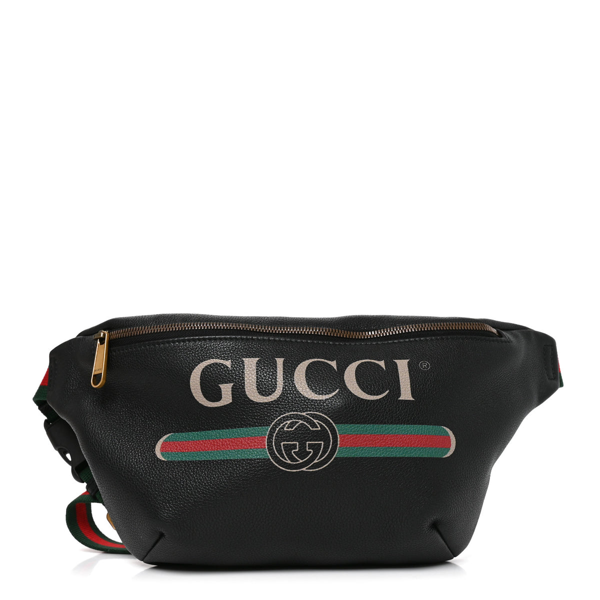 Gucci Grained Calfskin Logo Belt Bag Black 1 of 9
