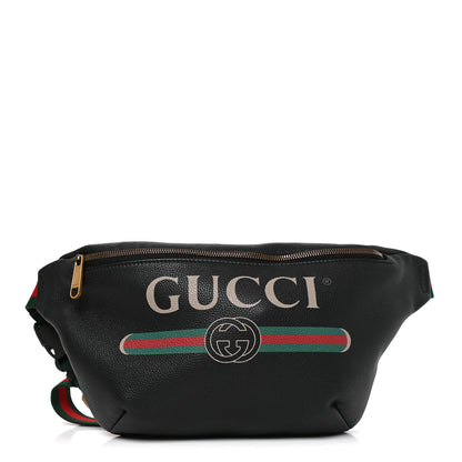 Gucci Grained Calfskin Logo Belt Bag Black 1 of 9