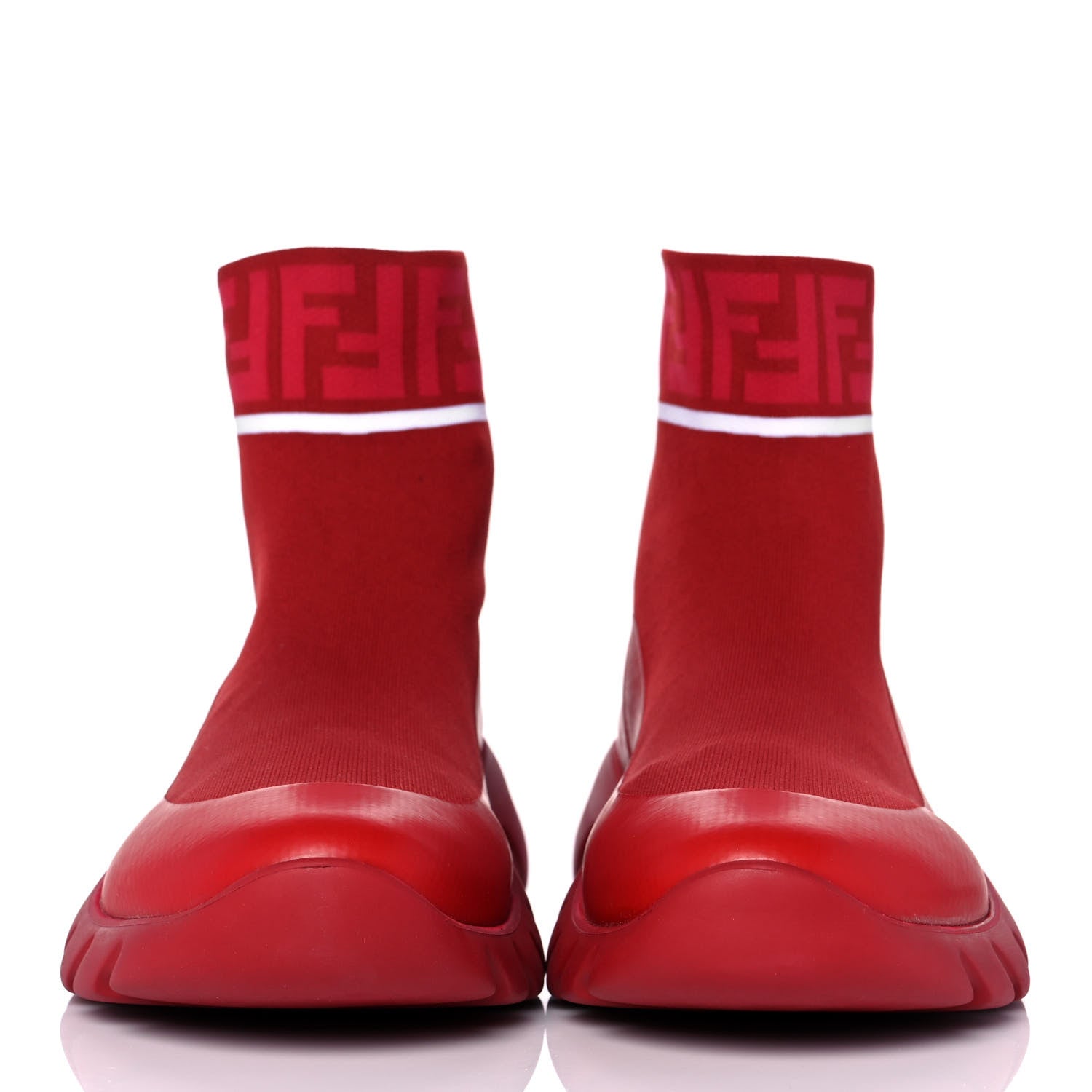 Fendi Jersey FF Mania Mens High Top Sock Sneakers 8 Red 2 of 8