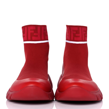 Fendi Jersey FF Mania Mens High Top Sock Sneakers 8 Red 2 of 8