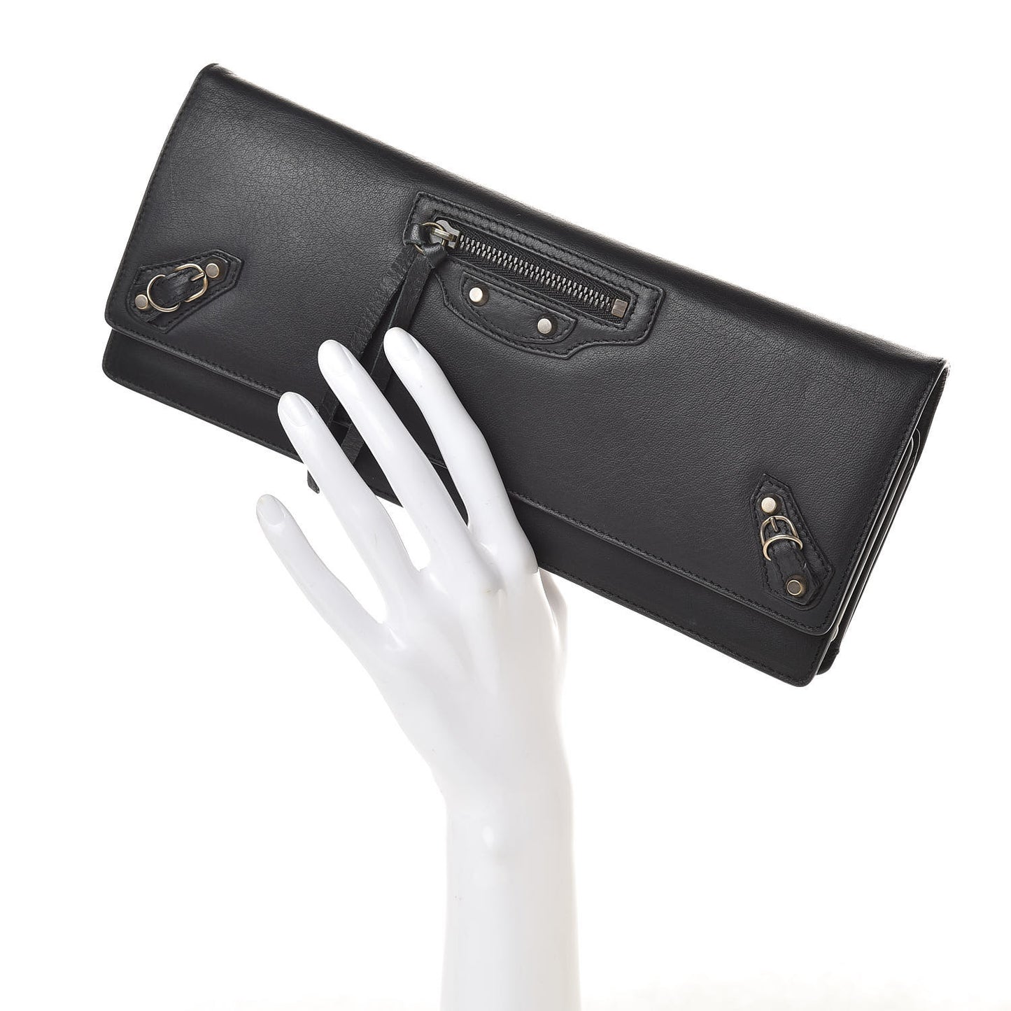 Calfskin Classic Hardware City Long Clutch Black