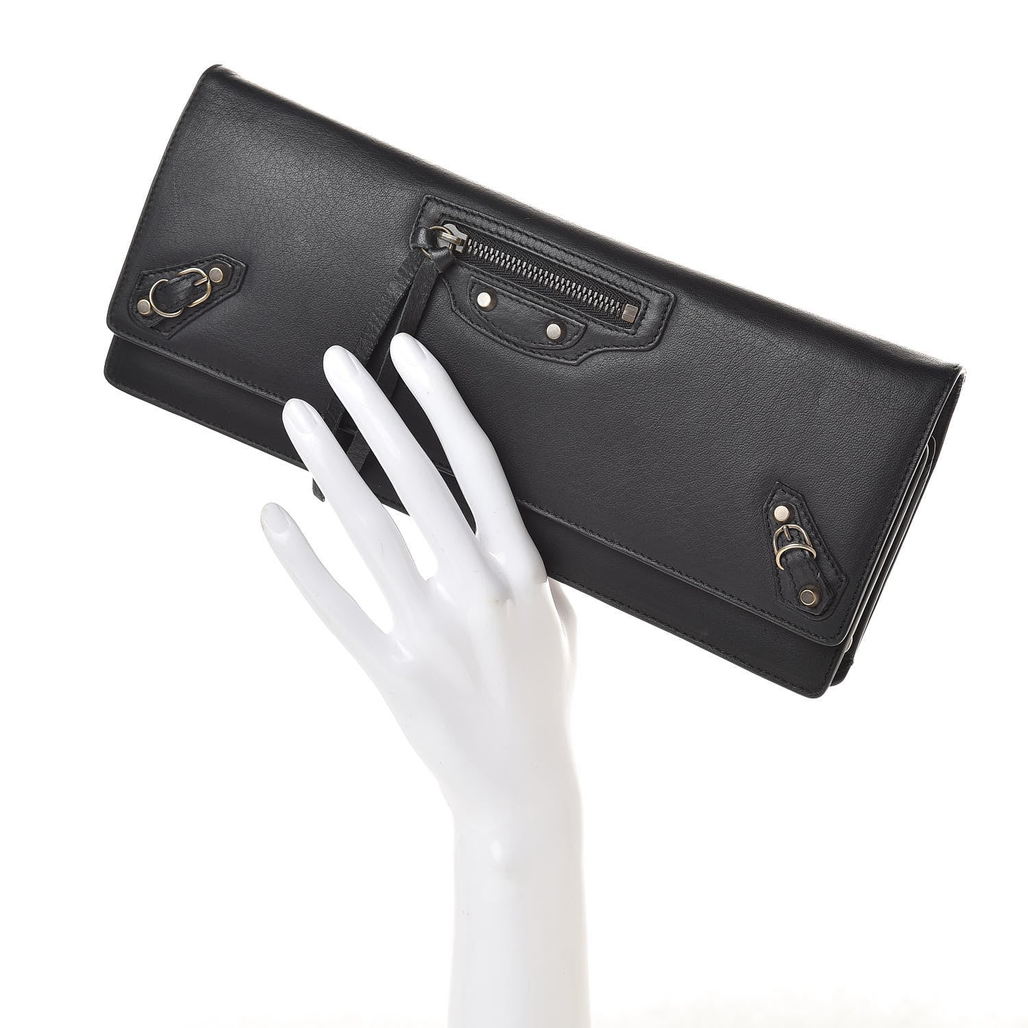 Balenciaga Calfskin Classic Hardware City Long Clutch Black 2 of 8