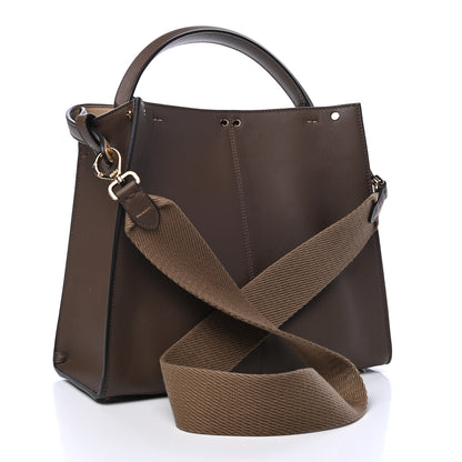 Fendi Vitello Seta Glazed Fabric FF 1974 Medium Peekaboo X-Lite Maya Mogano Panna 2 of 7