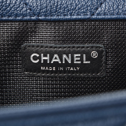 Chanel Calfskin Chevron Quilted XXL Travel Flap Bag Blue 6 of 7