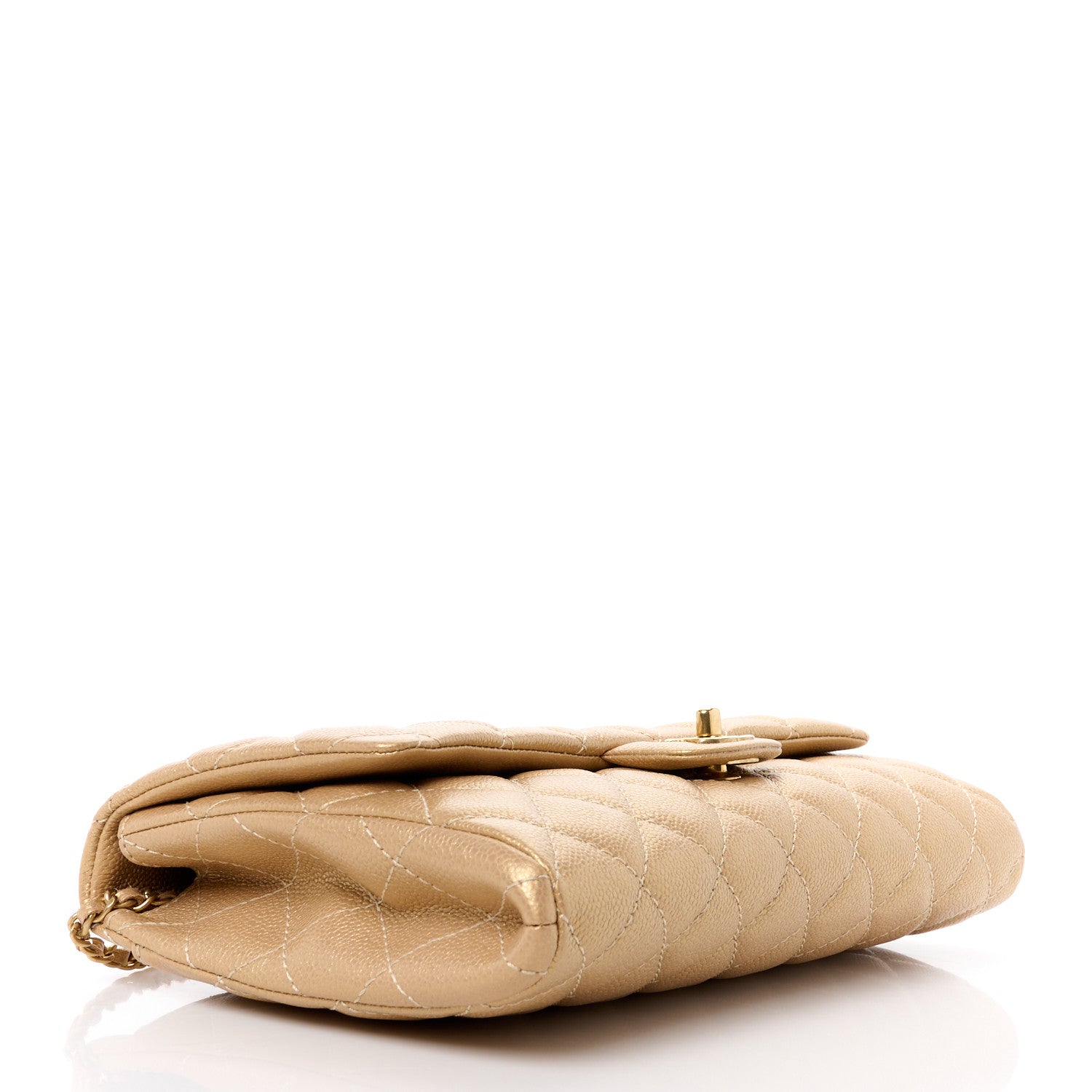 Chanel Metallic Caviar Quilted Clutch With Chain Flap Gold 4 of 12