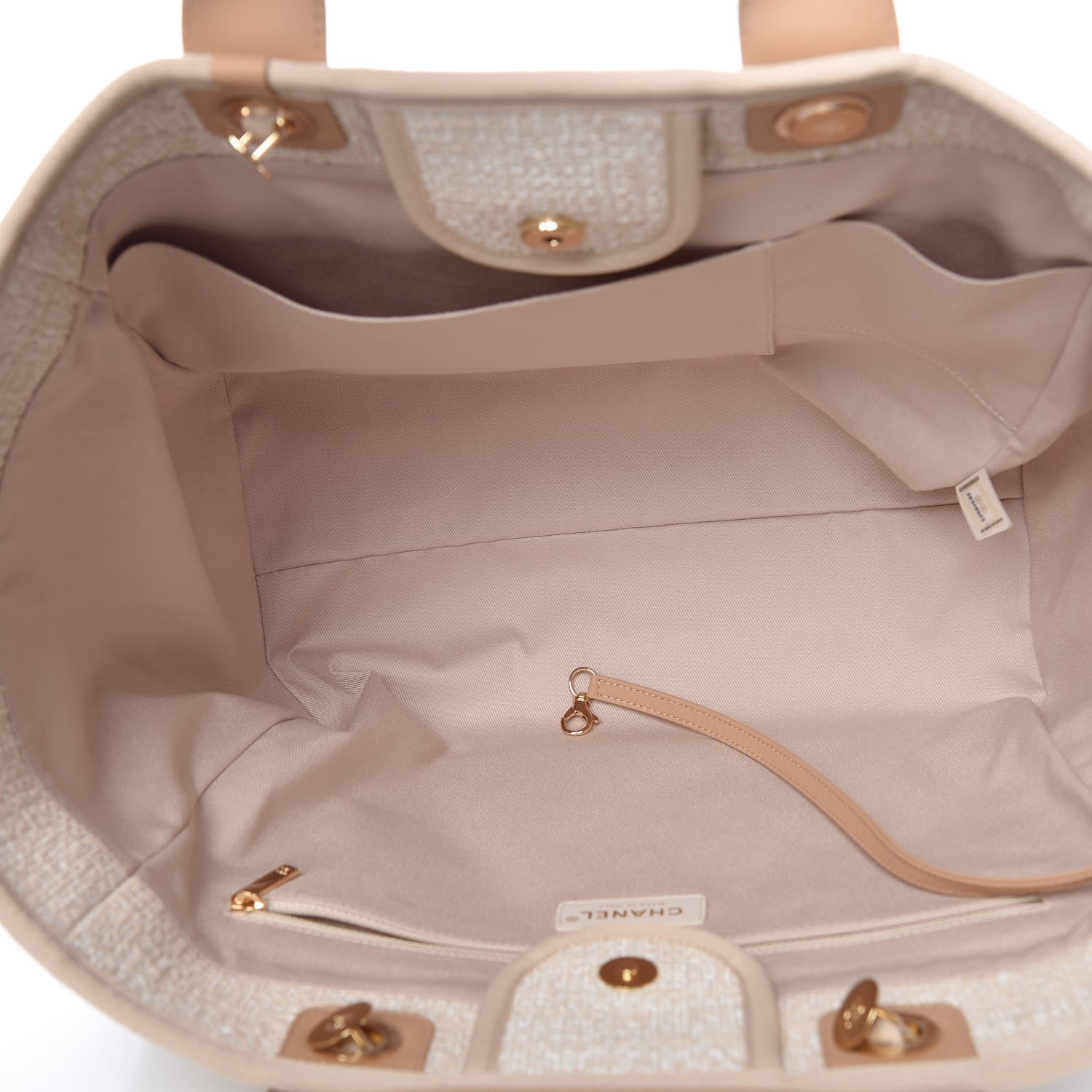 Chanel Canvas Large Deauville Tote Light Beige 6 of 9