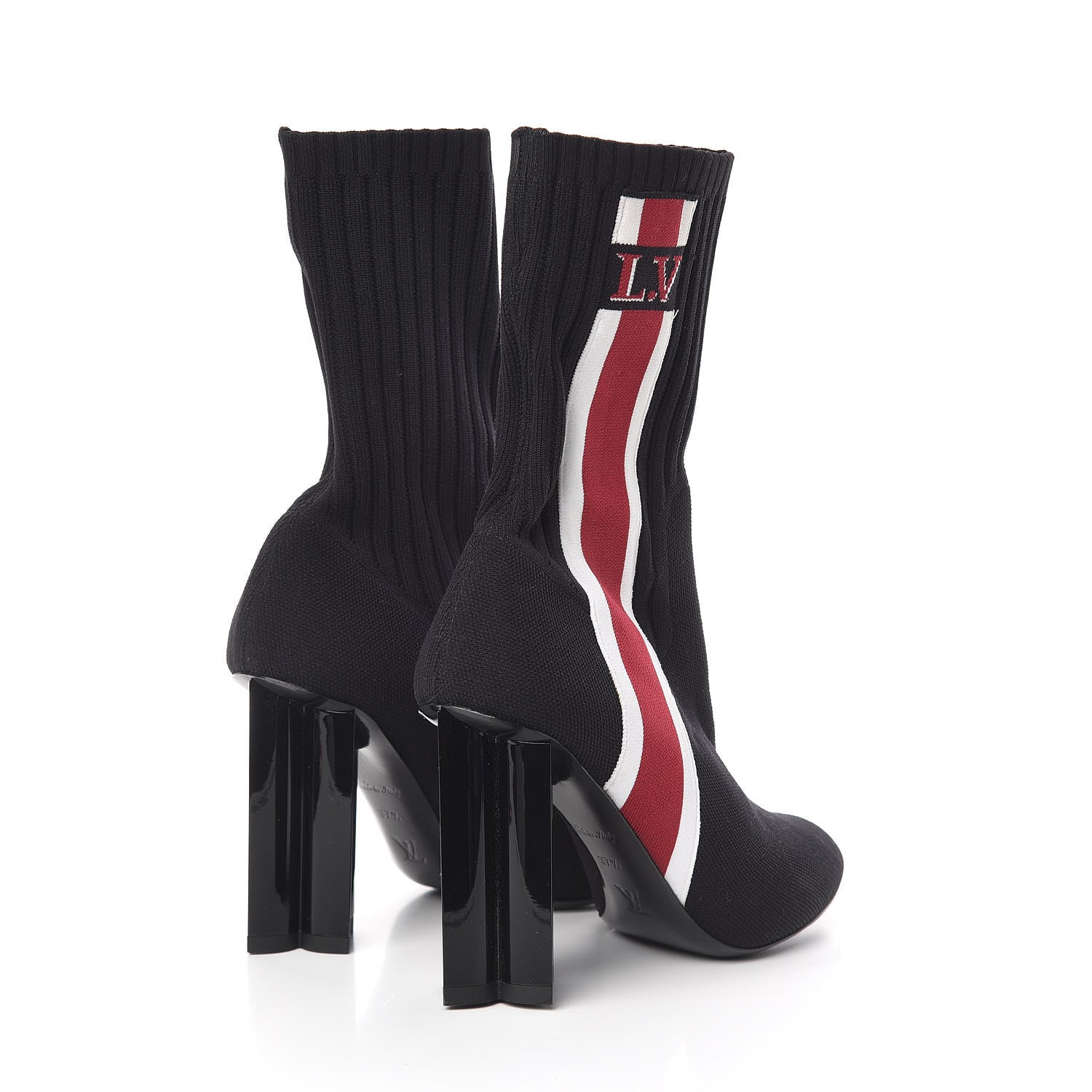 Louis Vuitton Stretch Fabric Silhouette Stripe Ankle Boots 37.5 Black 4 of 6
