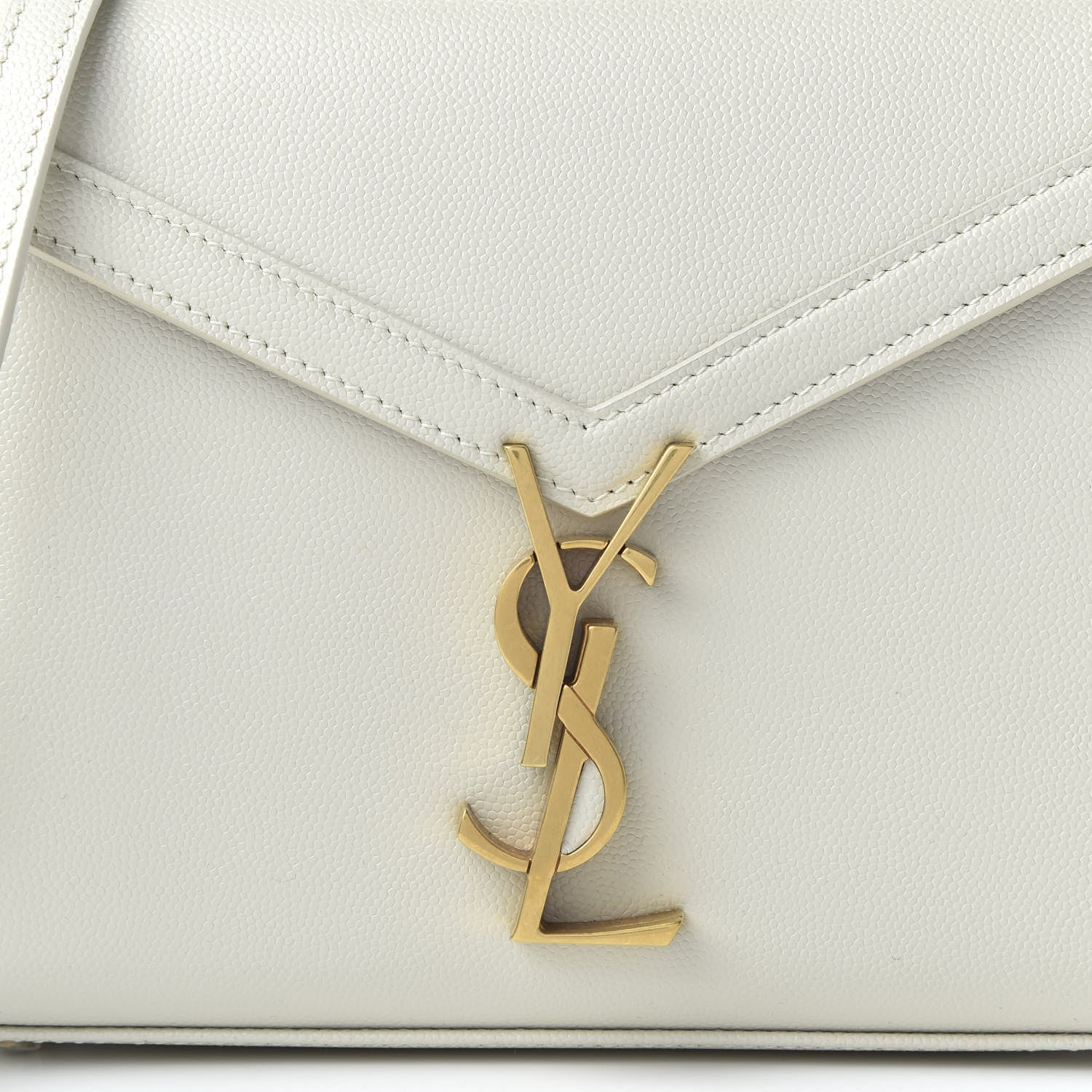 Saint Laurent Grain de Poudre Mini Classic Monogram Cassandra Top Handle Vintage White 9 of 9