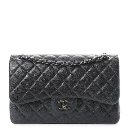 Chanel Metallic Caviar Quilted Jumbo Double Flap Dark Grey 1 of 8