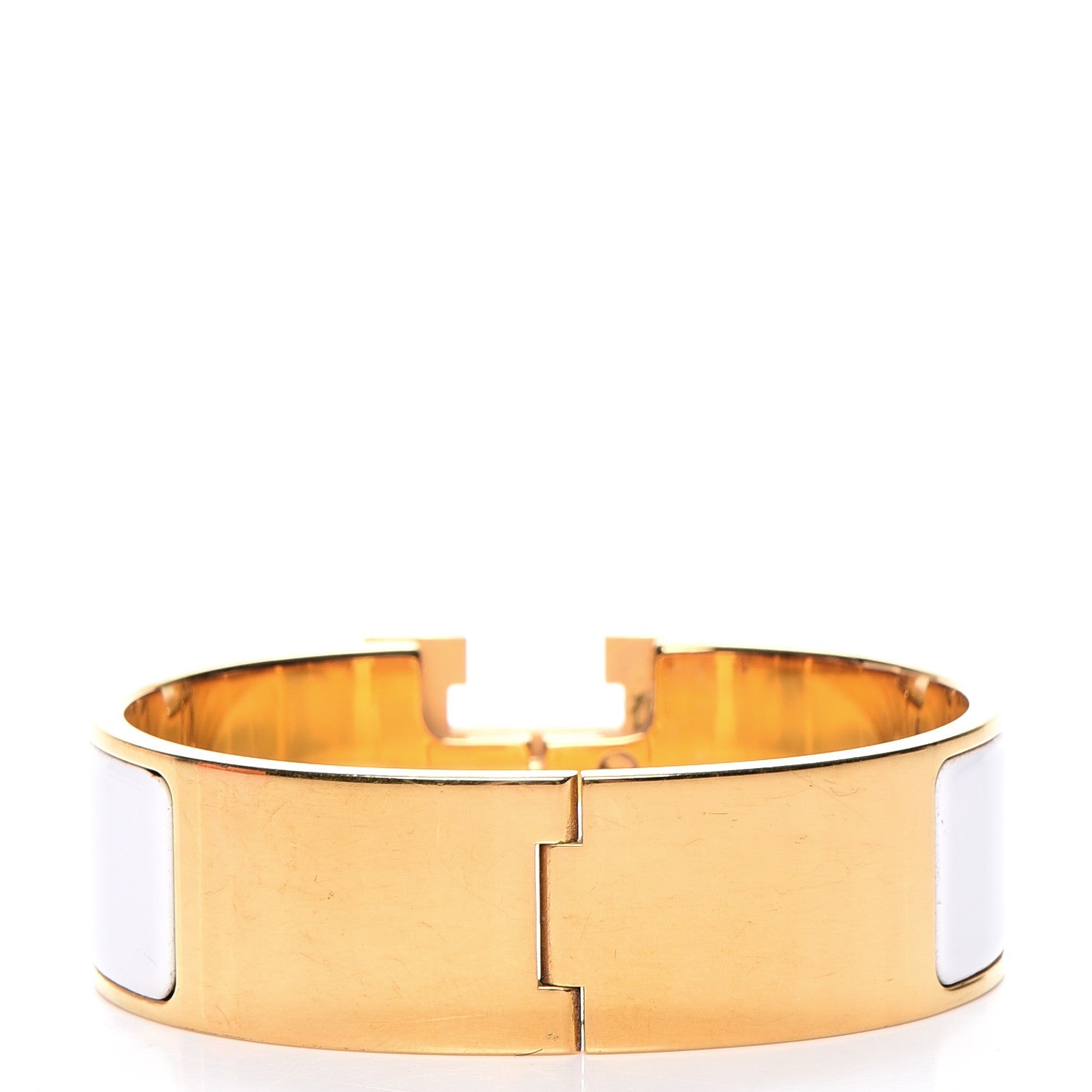 Hermes Enamel Wide Clic Clac H Bracelet GM White 3 of 5