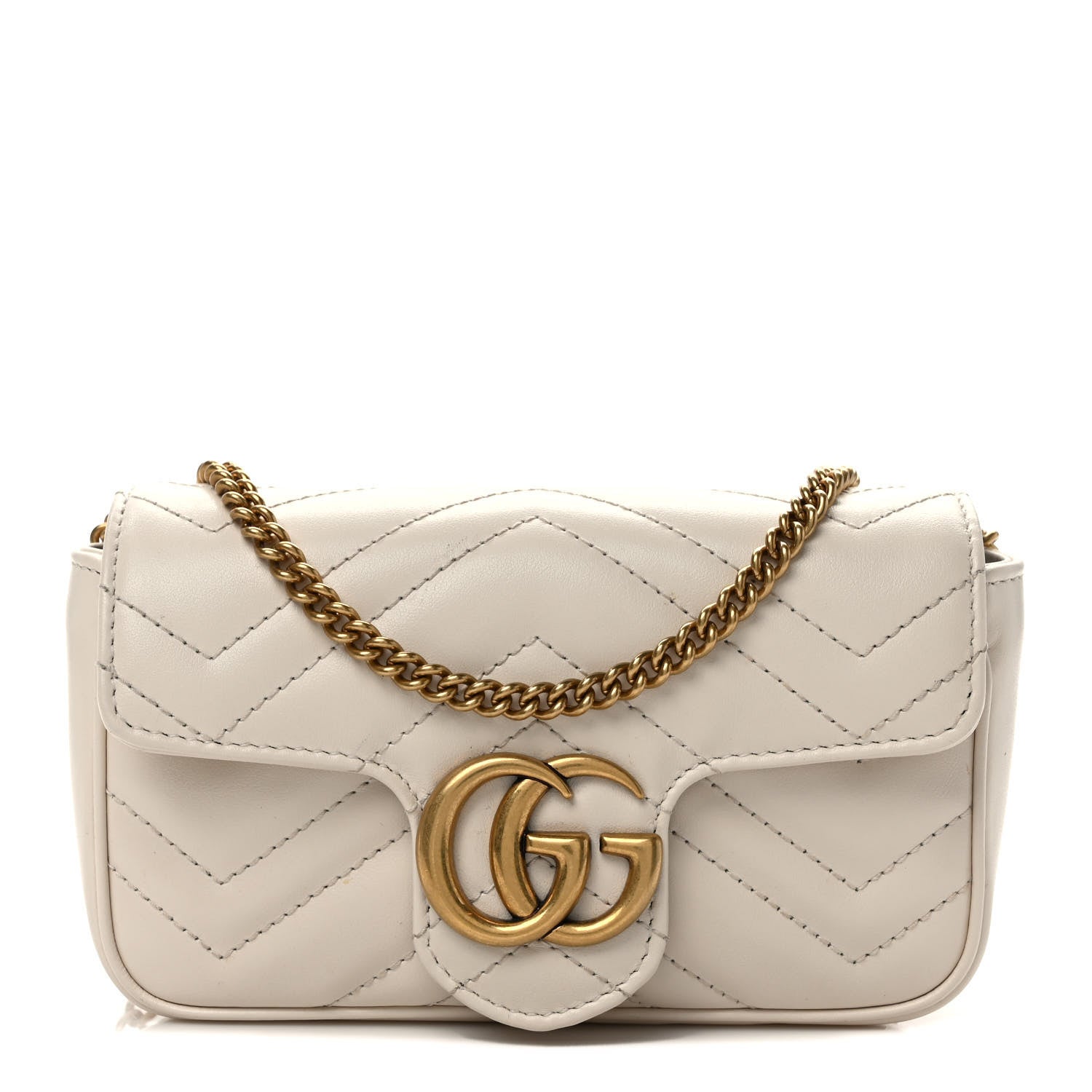 Gucci Calfskin Matelasse Super Mini GG Marmont Shoulder Bag White 1 of 10