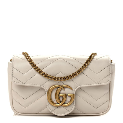 Gucci Calfskin Matelasse Super Mini GG Marmont Shoulder Bag White 1 of 10