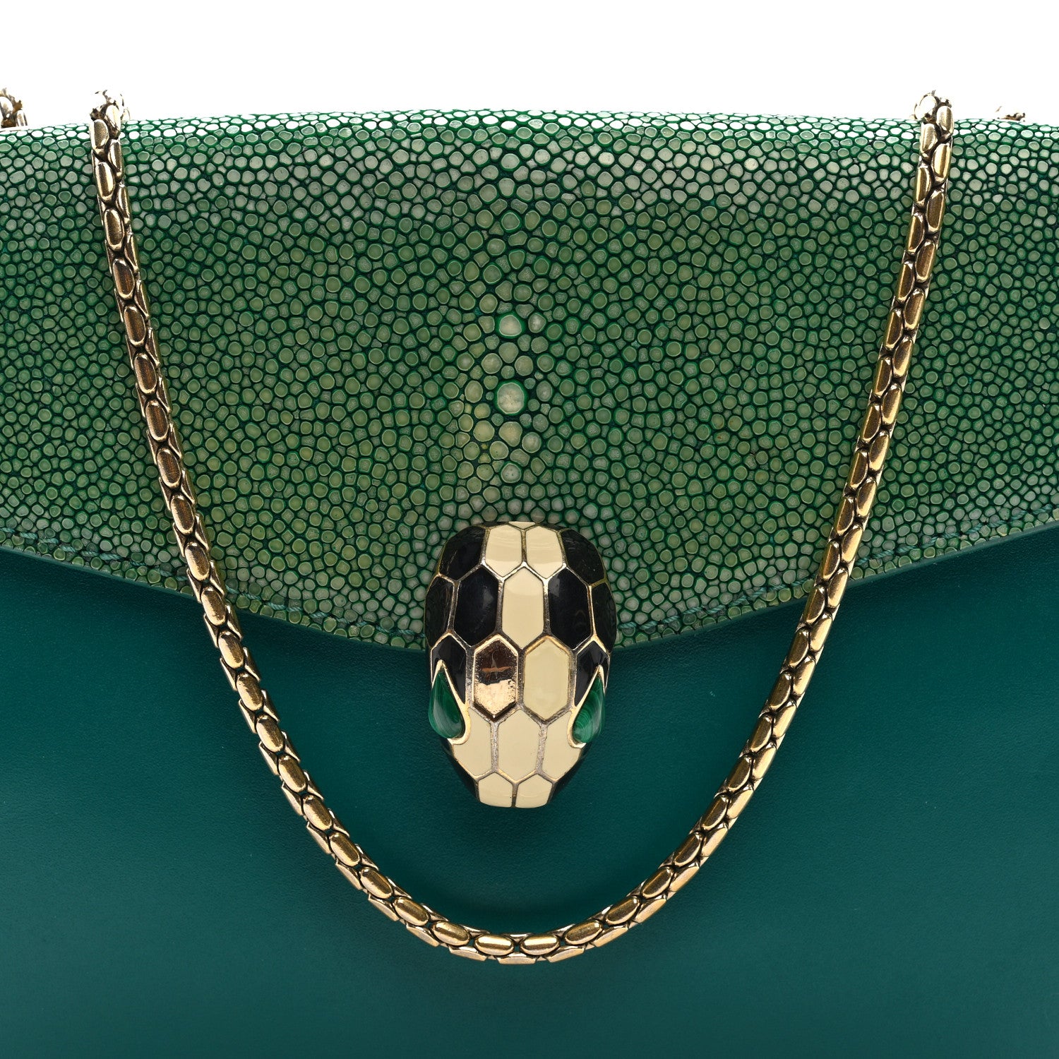 Bulgari Galuchat Calfskin Serpenti Forever Crossbody Bag Green 7 of 9