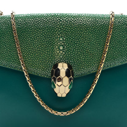 Bulgari Galuchat Calfskin Serpenti Forever Crossbody Bag Green 7 of 9