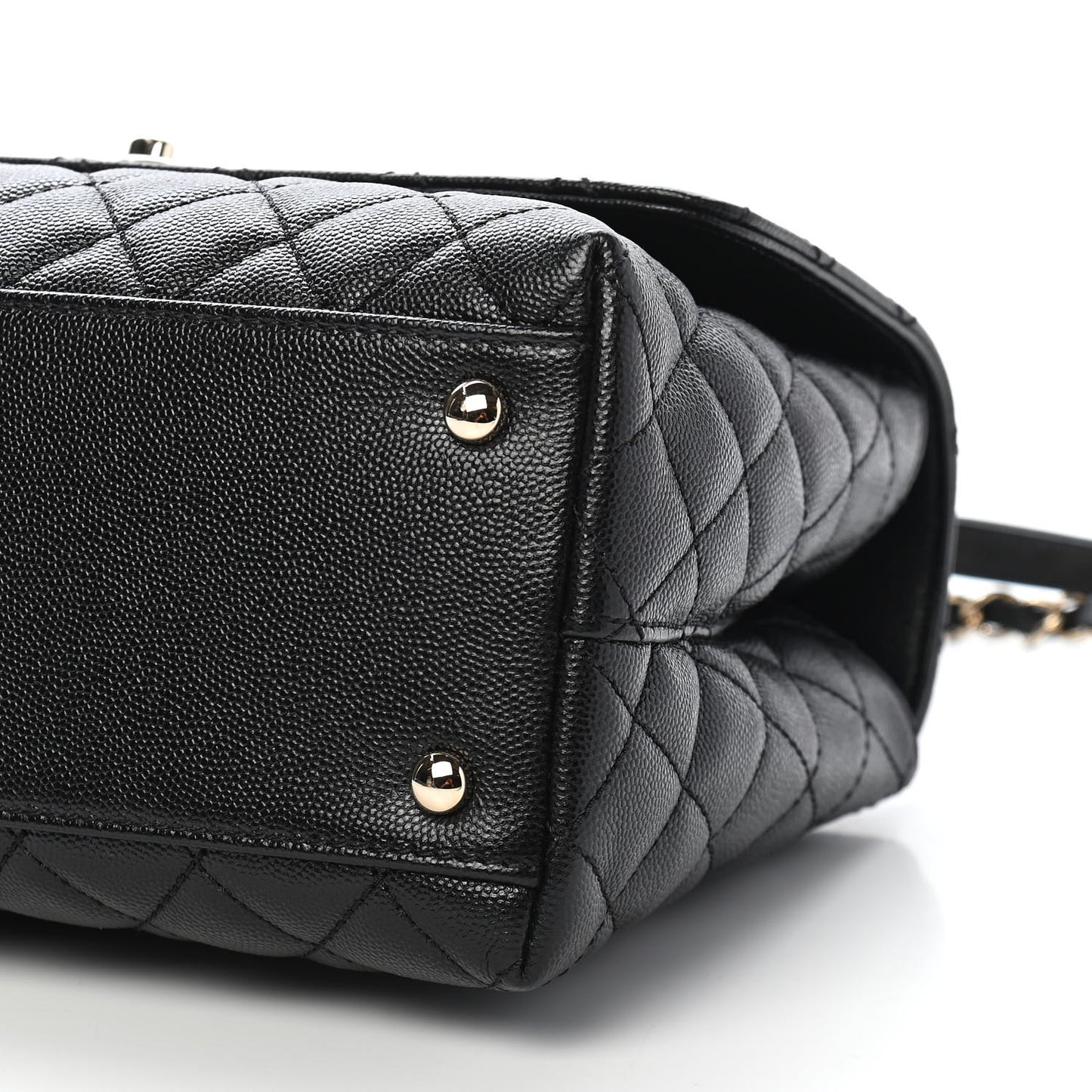 Caviar Quilted Small Coco Handle Flap Black