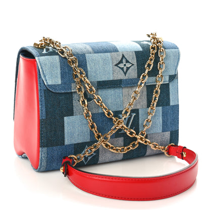 Louis Vuitton Denim Damier Monogram Twist Shoulder Bag MM Blue Rouge 4 of 10