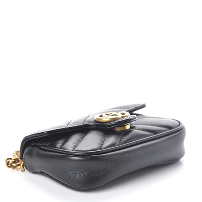 Gucci Calfskin Matelasse GG Marmont 2.0 Coin Purse On A Chain Black 4 of 8