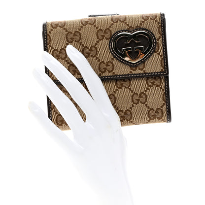 Gucci Monogram Lovely Heart French Flap Wallet Dark Brown 2 of 7