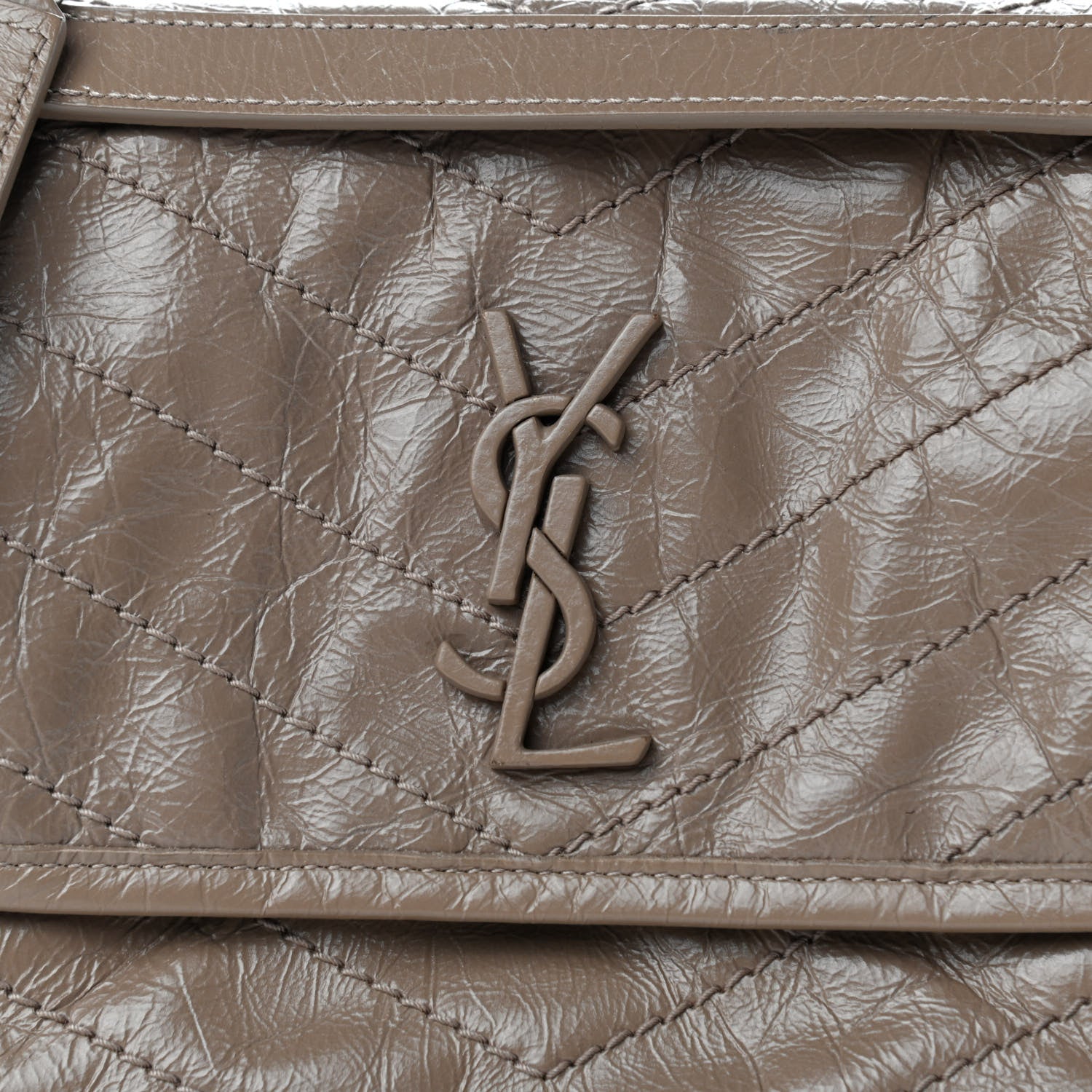 Saint Laurent Crinkled Calfskin Matelasse Monogram Baby Niki Chain Satchel Light Taupe 10 of 10
