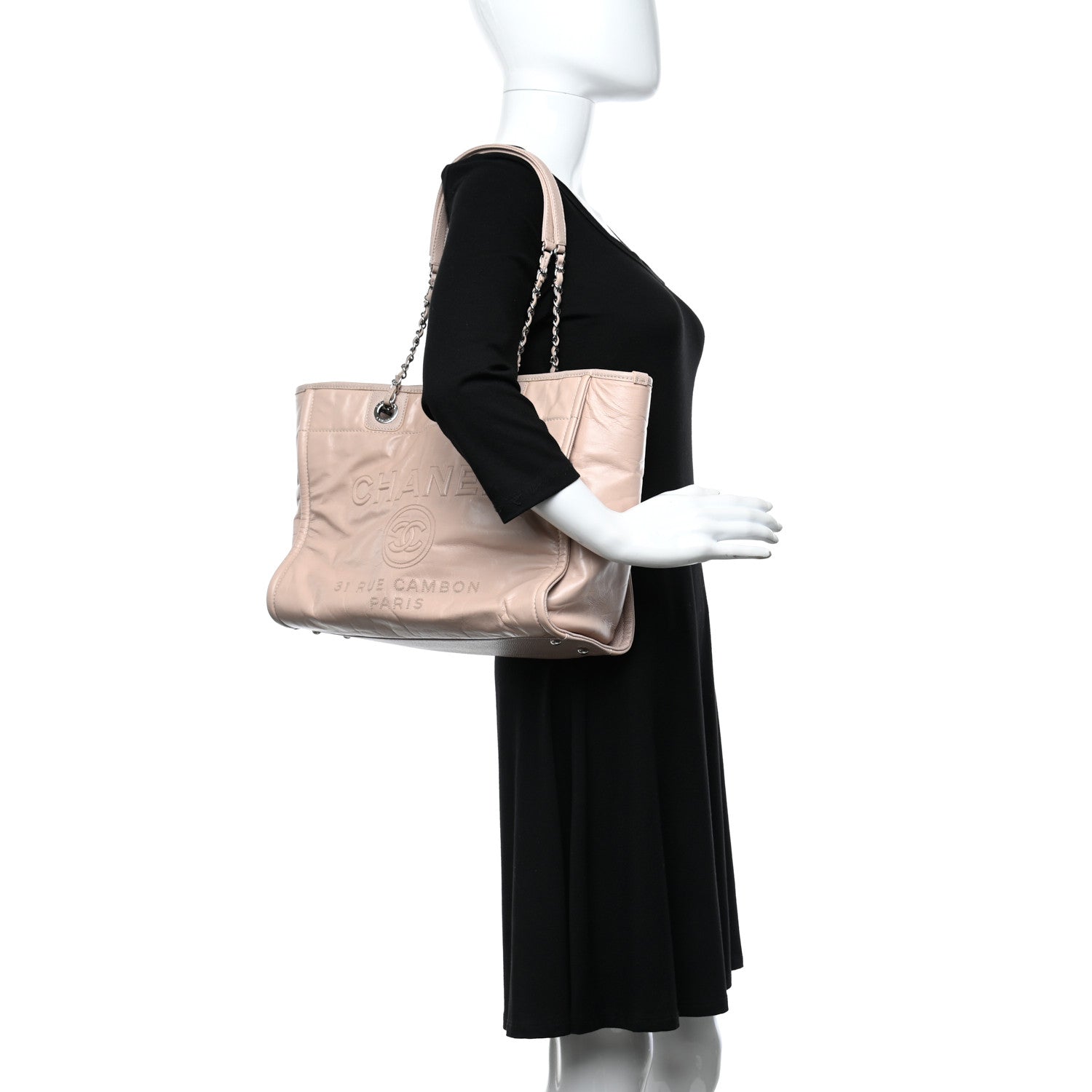 Chanel Glazed Calfskin Medium Deauville Tote Light Pink 3 of 11