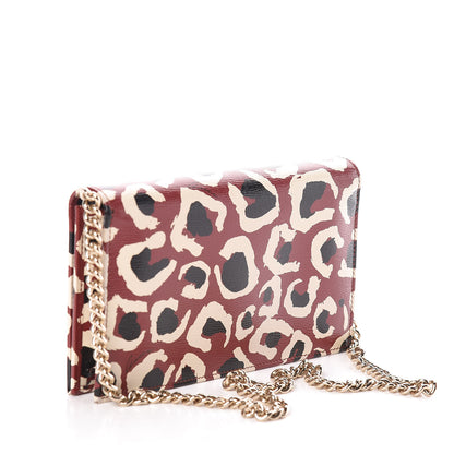 Gucci Patent Leopard Print Betty Chain Wallet Brick Red Black 3 of 9