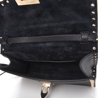 Valentino Garavani Pebbled Calfskin Medium Rockstud Flip Lock Crossbody Bag Black 5 of 10