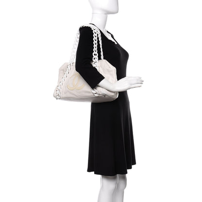 Chanel Calfskin Modern Chain Rhodoid East West Tote White 2 of 12