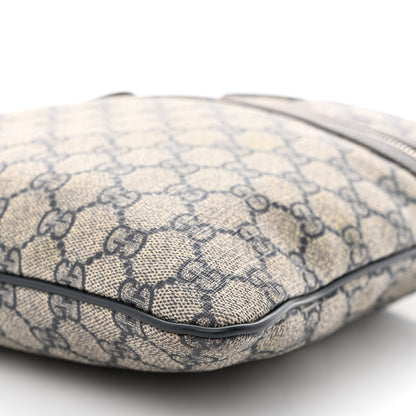 Gucci GG Supreme Monogram Small Flat Side Zip Messenger Bag Beige Blue 10 of 10