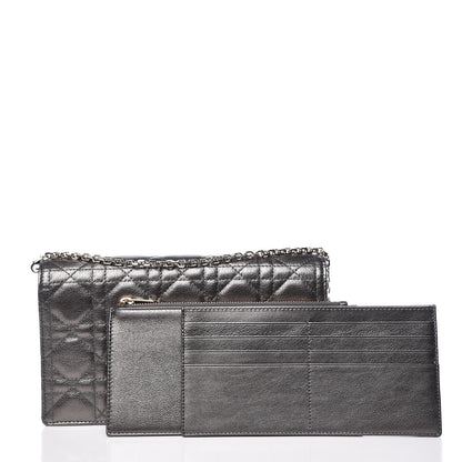 Christian Dior Metallic Calfskin Cannage Lady Dior Convertible Clutch Gunmetal 3 of 14