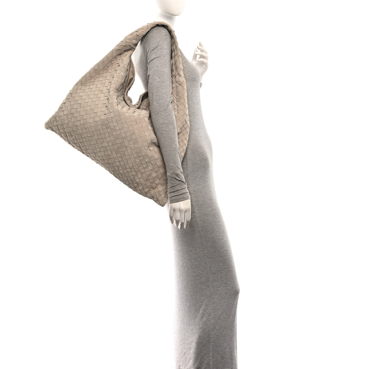 Bottega Veneta Suede Intrecciato Large Hop Ecru 2 of 10