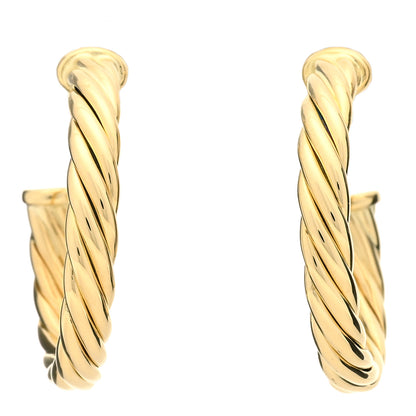David Yurman 18K Yellow Gold Mini Cablespira Hoop Earrings 1 of 6